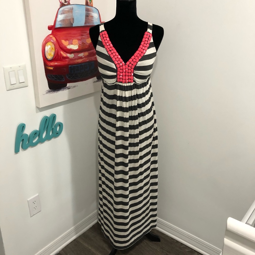 Pink jeweled beach maxi dress